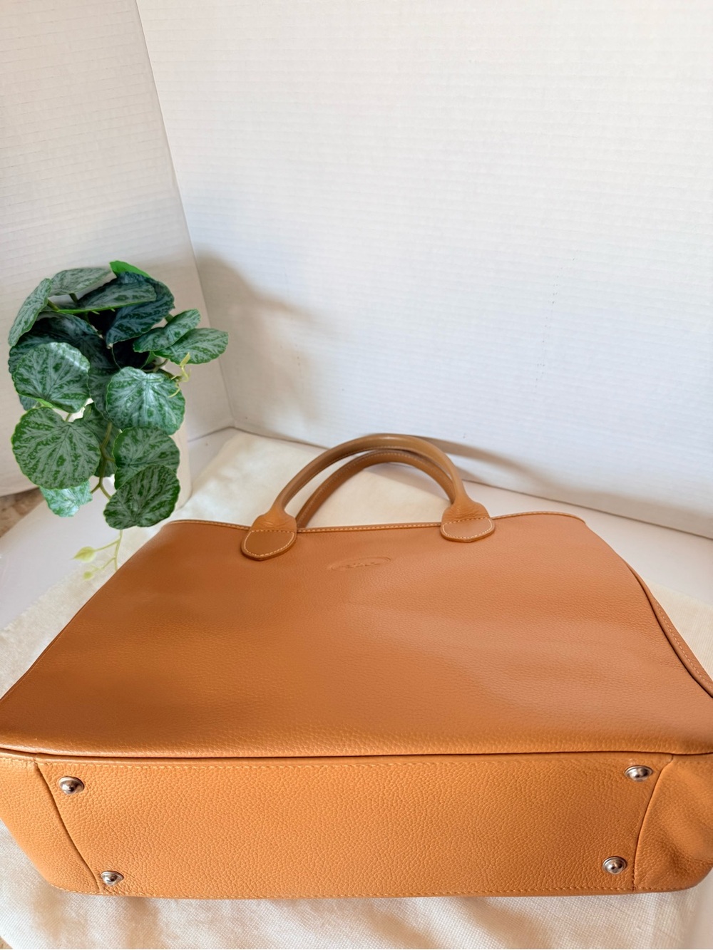Longchamp Rozo Cognac Leather Structured Top-Handle Tote. - Picture 11 of 17